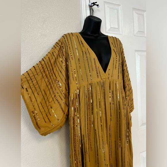 Anthropologie V-Neck Sequin Kaftan OS - Picture 3 of 5